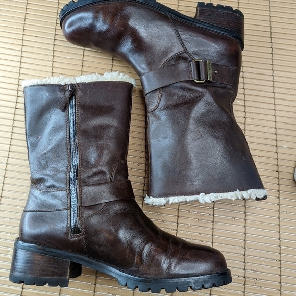 Cole Haan "Champlain" side zip faux fur trim, waterproof women's sz 8.5B distres - Picture 7 of 12